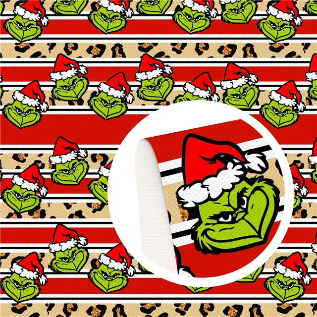 Dr Seuss The Grinch Christmas Printed Smooth Faux Leather Sheet FeeFiFauxLeather
