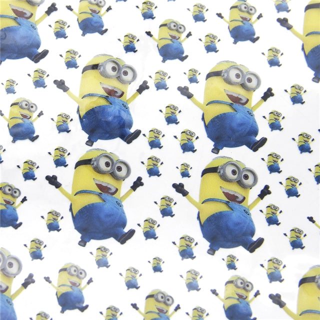 Minions Printed See Through,Clear, Transparent Sheet FeeFiFauxLeather