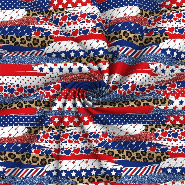 Brush Strokes Red White and Blue July 4th Textured Liverpool/ Bullet Fabric FeeFiFauxLeather
