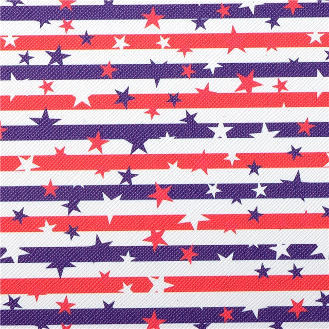 Red, White and Blue Glitter Double Sided Pattern Faux Leather Sheet FeeFiFauxLeather