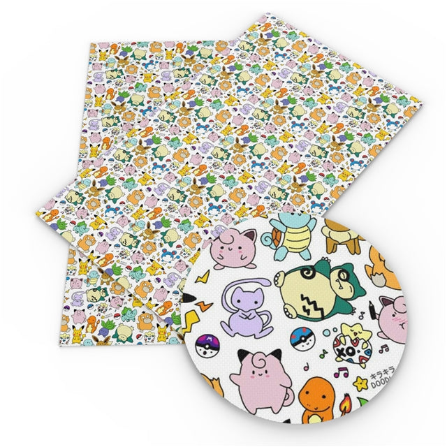 Pokemon Litchi Printed Faux Leather Sheet FeeFiFauxLeather