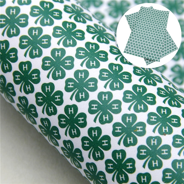 4-H Clover Smooth  Printed Faux Leather Sheet FeeFiFauxLeather