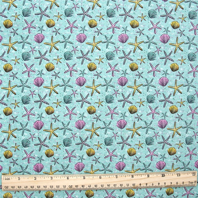 Sea Shells Beach Textured Liverpool/ Bullet Fabric with a textured feel