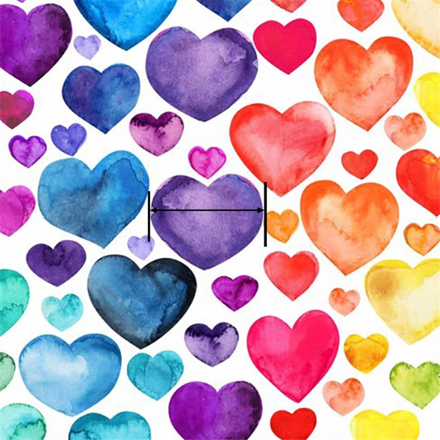 Watercolor Rainbow Hearts Smooth Printed Faux Leather Sheet FeeFiFauxLeather