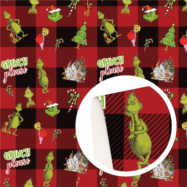 The Grinch Christmas Textured Liverpool/ Bullet Fabric FeeFiFauxLeather