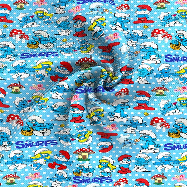 Smurfs Textured Liverpool/ Bullet Fabric with a textured feel and bright  colors