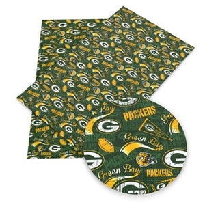 Packers Football Litchi Printed Faux Leather Print Sheet