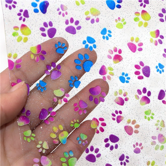 Dog Paws Printed See Through Sheet  Clear Transparent Sheet FeeFiFauxLeather