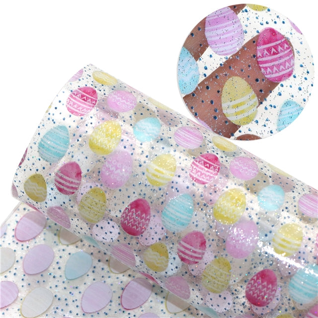 Easter Eggs Printed See Through Sheet  Clear Transparent Sheet FeeFiFauxLeather