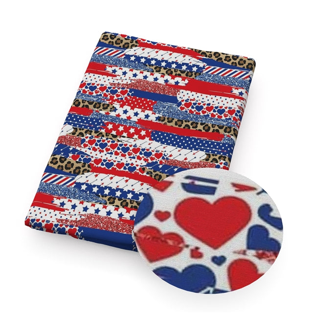 Brush Strokes Red White and Blue July 4th Textured Liverpool/ Bullet Fabric FeeFiFauxLeather