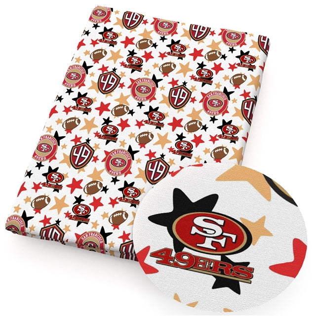 49ers Football Litchi Printed Faux Leather Sheet FeeFiFauxLeather