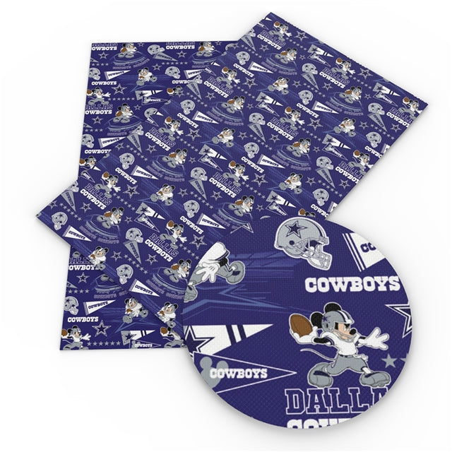 Cowboys Football Litchi Printed Faux Leather Sheet Litchi has a pebble –  FeeFiFauxLeather