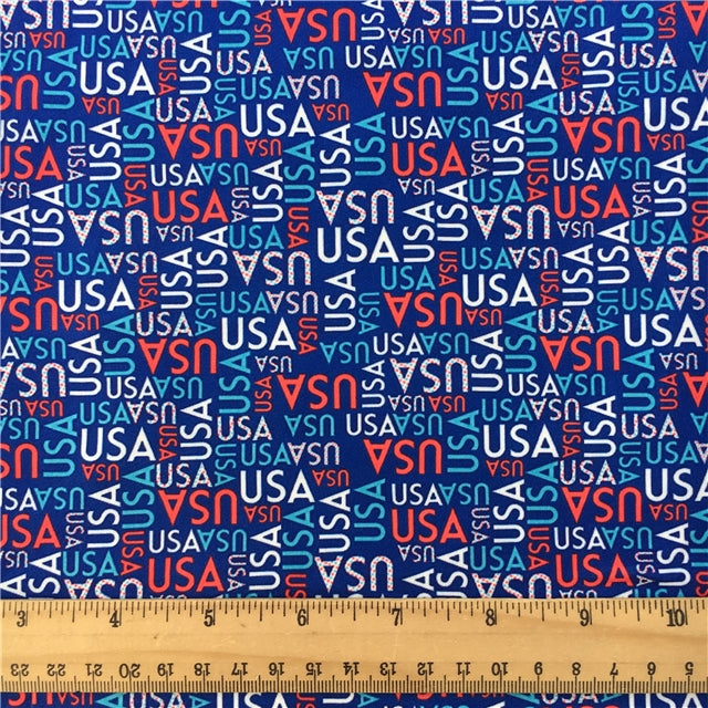 July 4th, Red, White and Blue, USA Print Bullet Textured Liverpool Fabric