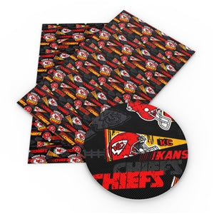 Chiefs Football  Printed Smooth Faux Leather Sheet FeeFiFauxLeather