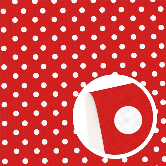 Red with White Polka Dots Litchi Printed Faux Leather Sheet FeeFiFauxLeather