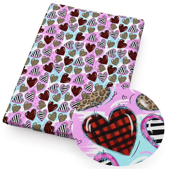 Leopard Hearts Valentine Textured Liverpool/ Bullet Fabric FeeFiFauxLeather