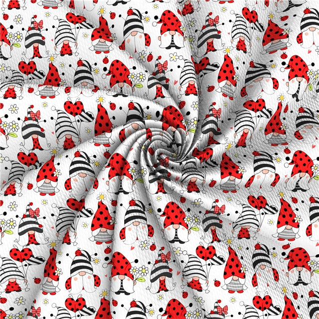 Ladybug Gnomes Print Bullet Textured Liverpool Fabric FeeFiFauxLeather