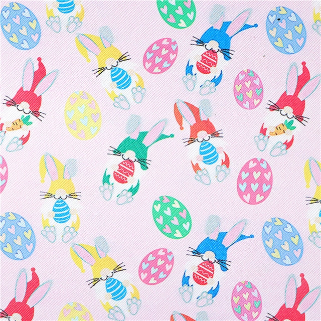 Easter Bunny with Glitter Double Pattern Faux Leather Sheet