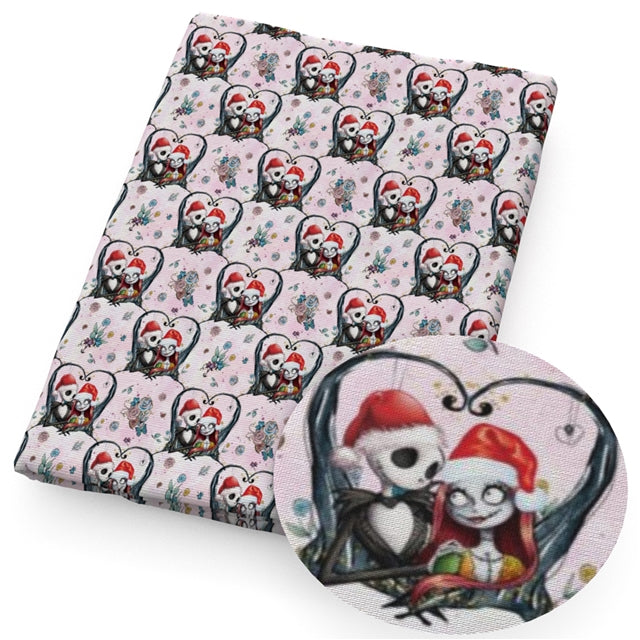 Nightmare Before Christmas Printed Bullet Textured Liverpool Fabric FeeFiFauxLeather