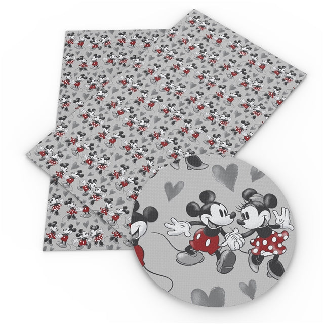 Mouse Hearts Smooth Printed Faux Leather Sheet FeeFiFauxLeather