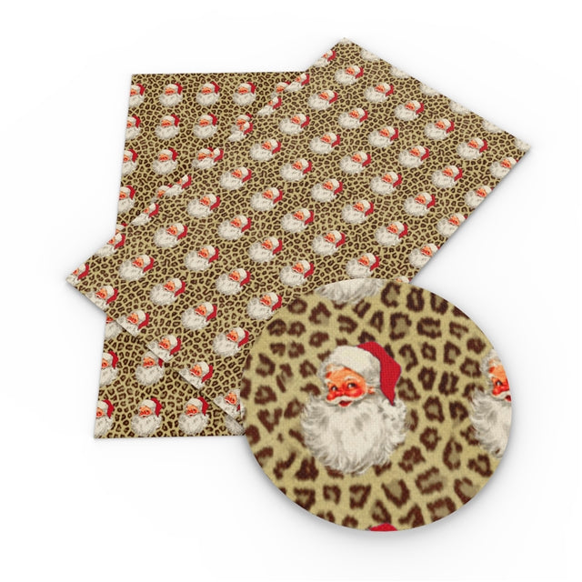 Santa with Leopard Textured Liverpool/ Bullet Fabric FeeFiFauxLeather