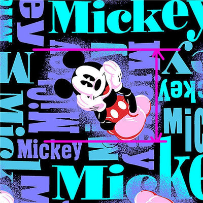 Mickey Mouse Litchi Printed Faux Leather Sheet Litchi has a pebble like feel with bright colors