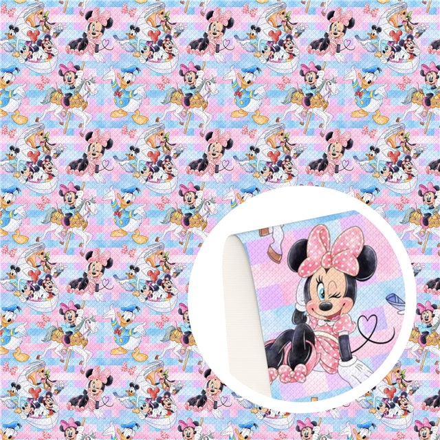 Mouse & Friends Litchi Printed Faux Leather Sheet Litchi has a pebble like feel with bright colors