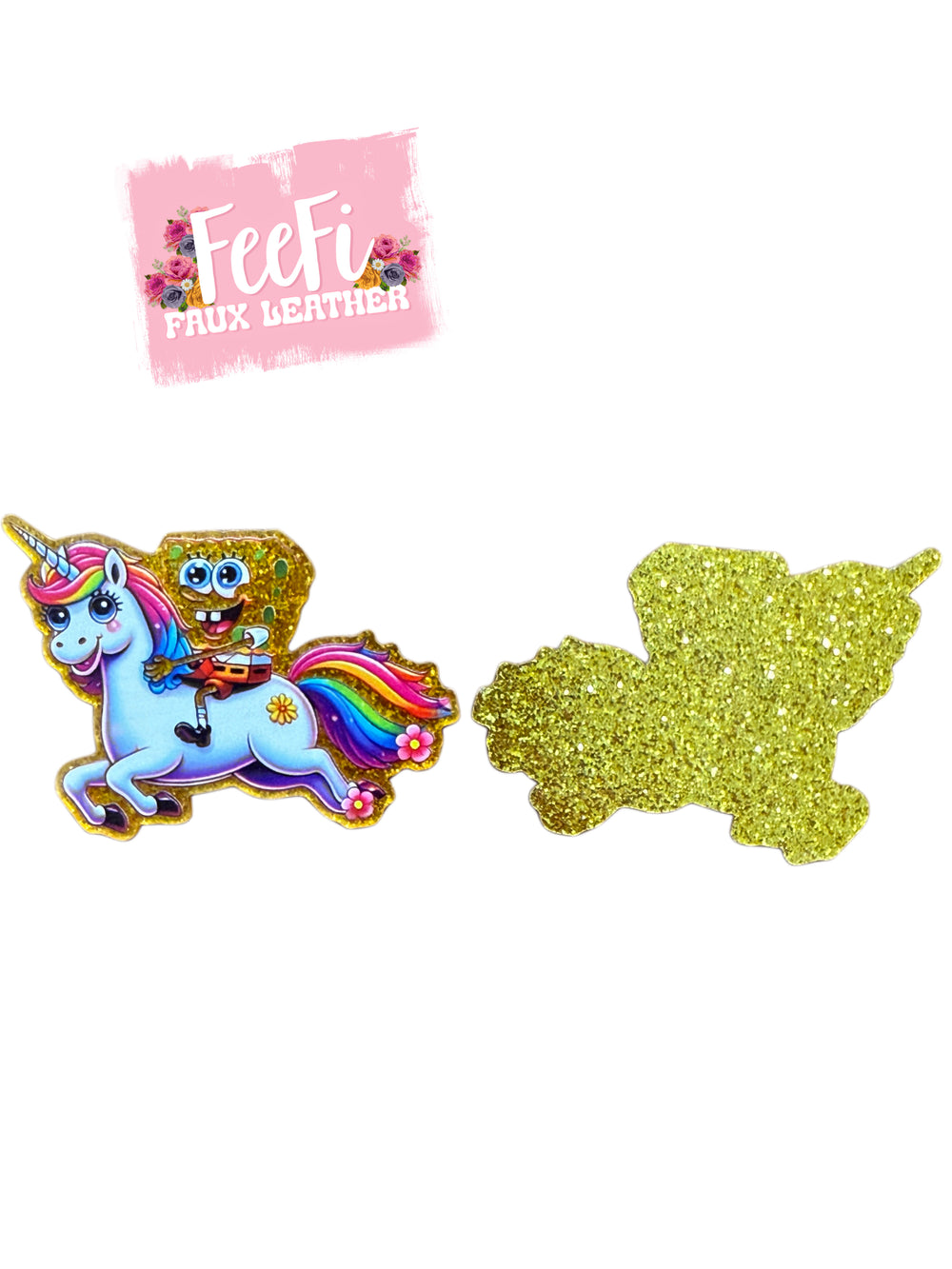 SpongeBob Unicorn Glitter Resin 5 piece set FeeFiFauxLeather