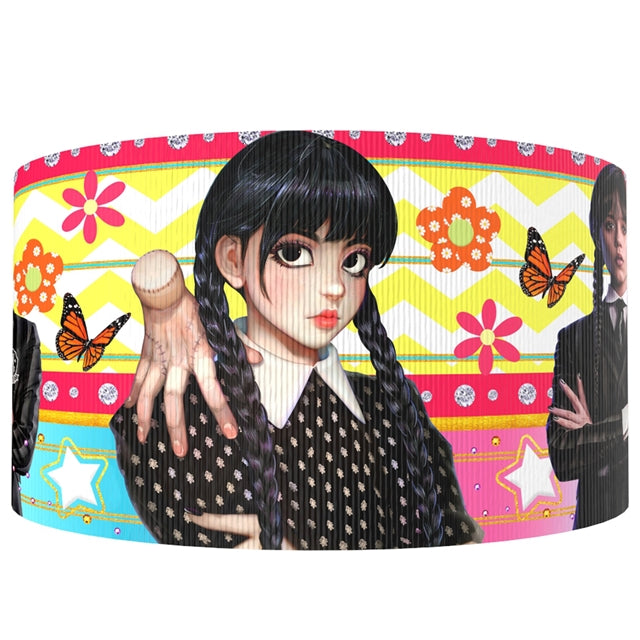 Wednesday Addams 1 Yard Printed 2 1/2 inch on Grosgrain Ribbon, Character Ribbon, Cut to Size, View Store For More Patterns