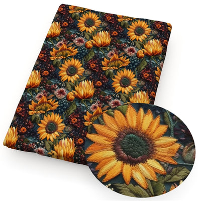 SunFlowers Litchi Printed Faux Leather Sheet Litchi has a pebble like feel with bright colors