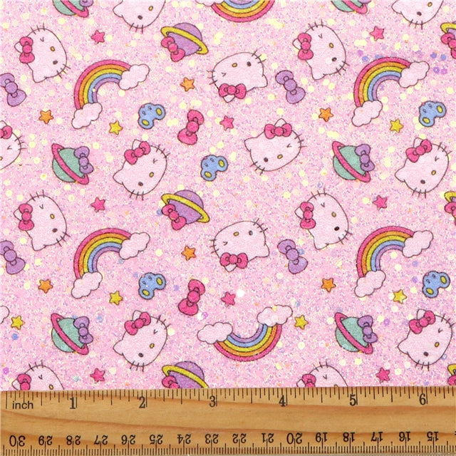 Hello Kitty Chunky Glitter Printed Faux Leather Sheet
