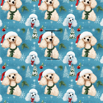 Christmas Dogs Litchi Printed Faux Leather Sheet Litchi has a pebble like feel with bright colors