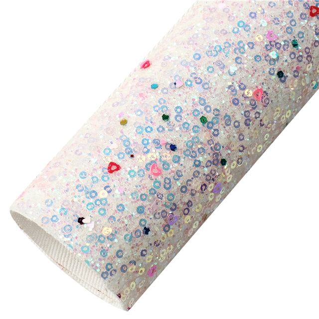 Multiple Colors Large Sequins Glitter Faux Leather Sheet