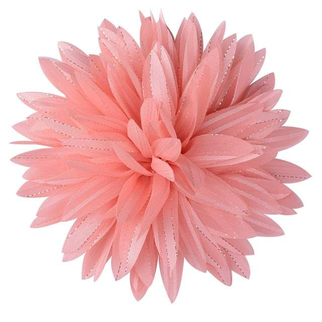 Large Chiffon Flower 4.7 to 5 Inches Silver Silk Pointed Lotus, Multiple Colors To Choose From