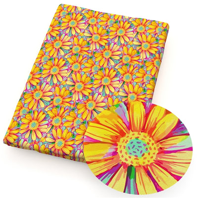 Colorful Sunflower Textured Liverpool/ Bullet Fabric with a textured feel