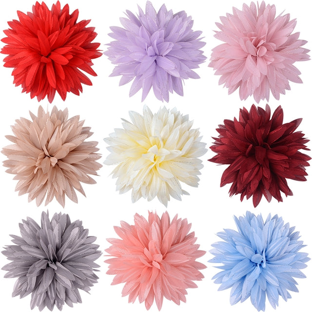 Large Chiffon Flower 4.7 to 5 Inches Silver Silk Pointed Lotus, Multiple Colors To Choose From