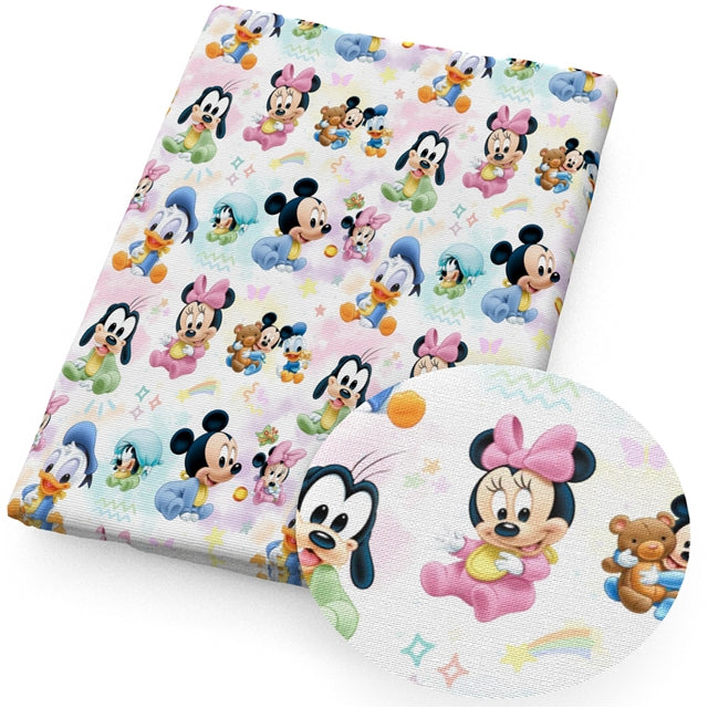 Mickey Babies Litchi Printed Faux Leather Sheet Litchi has a pebble like feel with bright colors