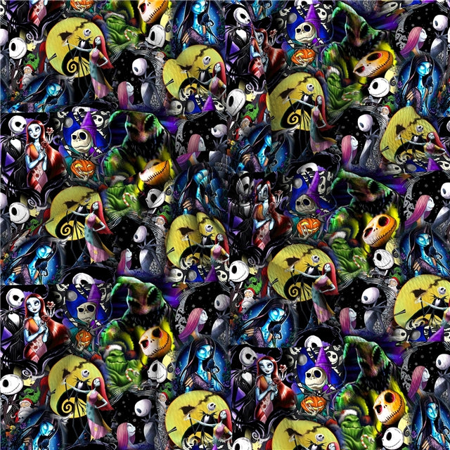 Nightmare Before Christmas Halloween Textured Liverpool/ Bullet Fabric with a textured feel