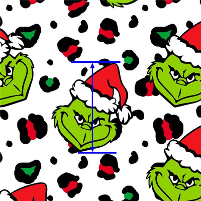 The Grinch Chunky Glitter Litchi Printed Faux Leather Sheet Litchi has a pebble like feel with bright colors