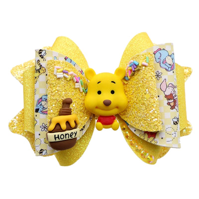 Winnie The Pooh Printed Faux Leather Pre-Cut Bow Includes Centerpiece