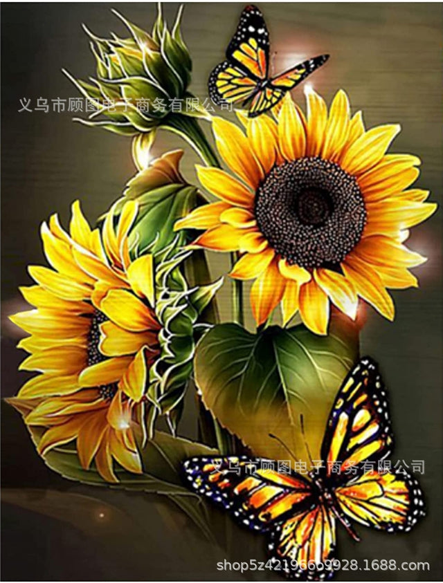 5D DIY Diamond Painting Kit, Sunflowers Painting, 11. 8 X 15.7 Inches, Diamond Art Full Round Drill Diamond Embroidery Mosaic Sticker Painting Art Decoration