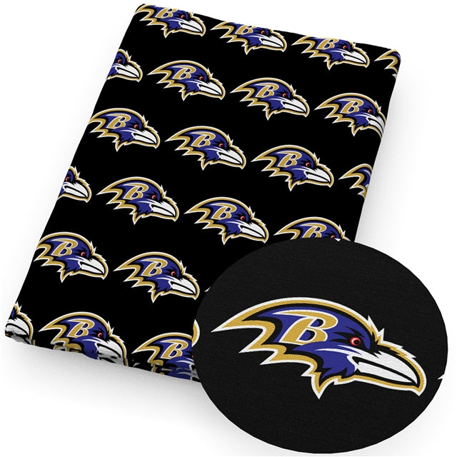 Ravens Football Team Litchi Printed Faux Leather Sheet Litchi has a pebble like feel with bright colors