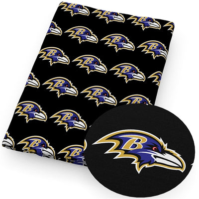 The Ravens Football Team Litchi Printed Faux Leather Sheet Litchi has a pebble like feel with bright colors