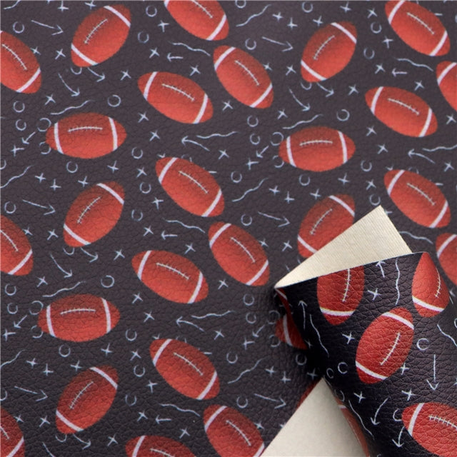 Football Litchi Printed Faux Leather Sheet Litchi has a pebble like feel with bright colors