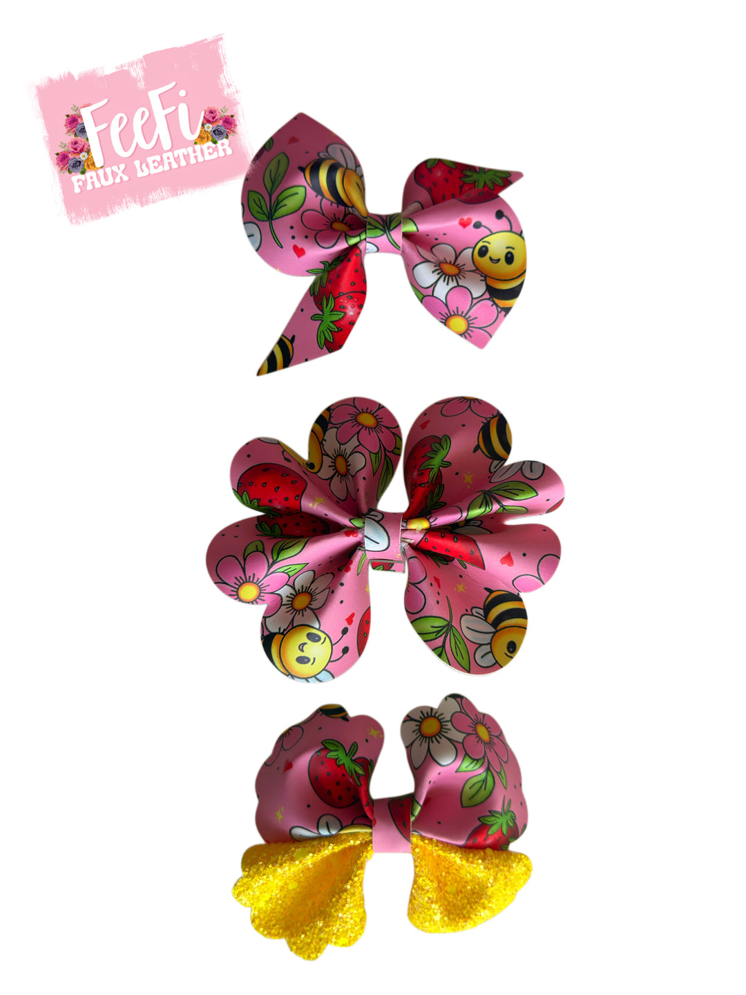 Sweet Pea Trio 3 inch Pinch Bows Cutting Die for Making Bows 3 Sizes FeeFiFauxLeather