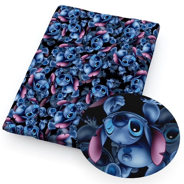 Blue Alien Litchi Printed Faux Leather Sheet Litchi has a pebble like feel with bright colors