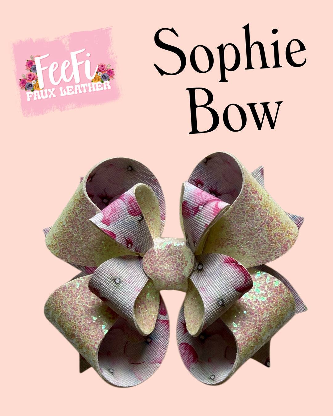 Sophie Bow Die for Making Bows using Cutter 5 Inch Bow FeeFiFauxLeather
