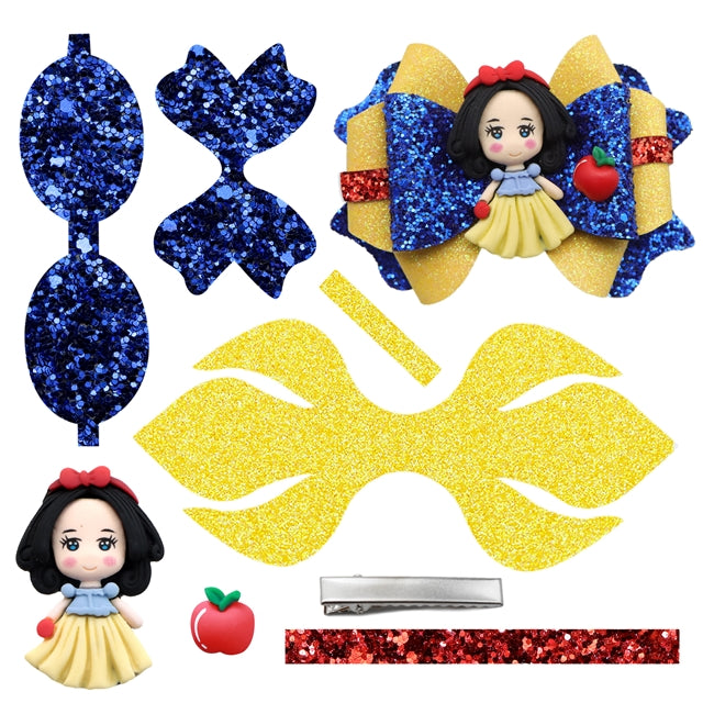 Snow White Princess Printed Faux Leather Pre-Cut Bow Includes Centerpiece