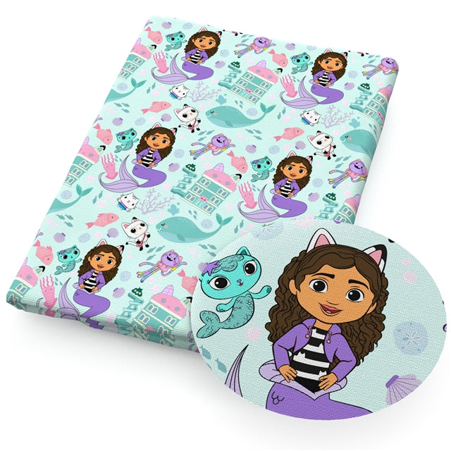 Gabby’s Dollhouse Litchi Printed Faux Leather Sheet Litchi has a pebble like feel with bright colors