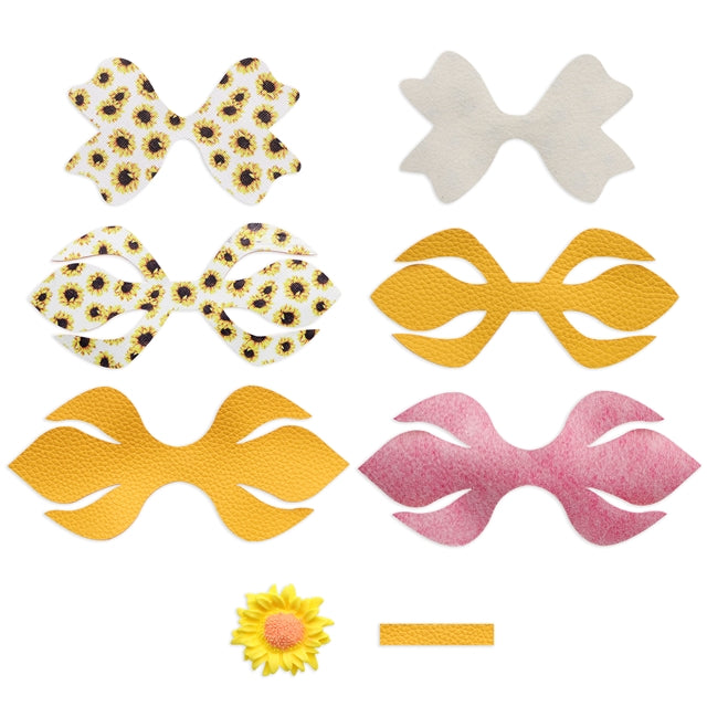 Sunflower Printed Faux Leather Pre-Cut Bow Includes Centerpiece